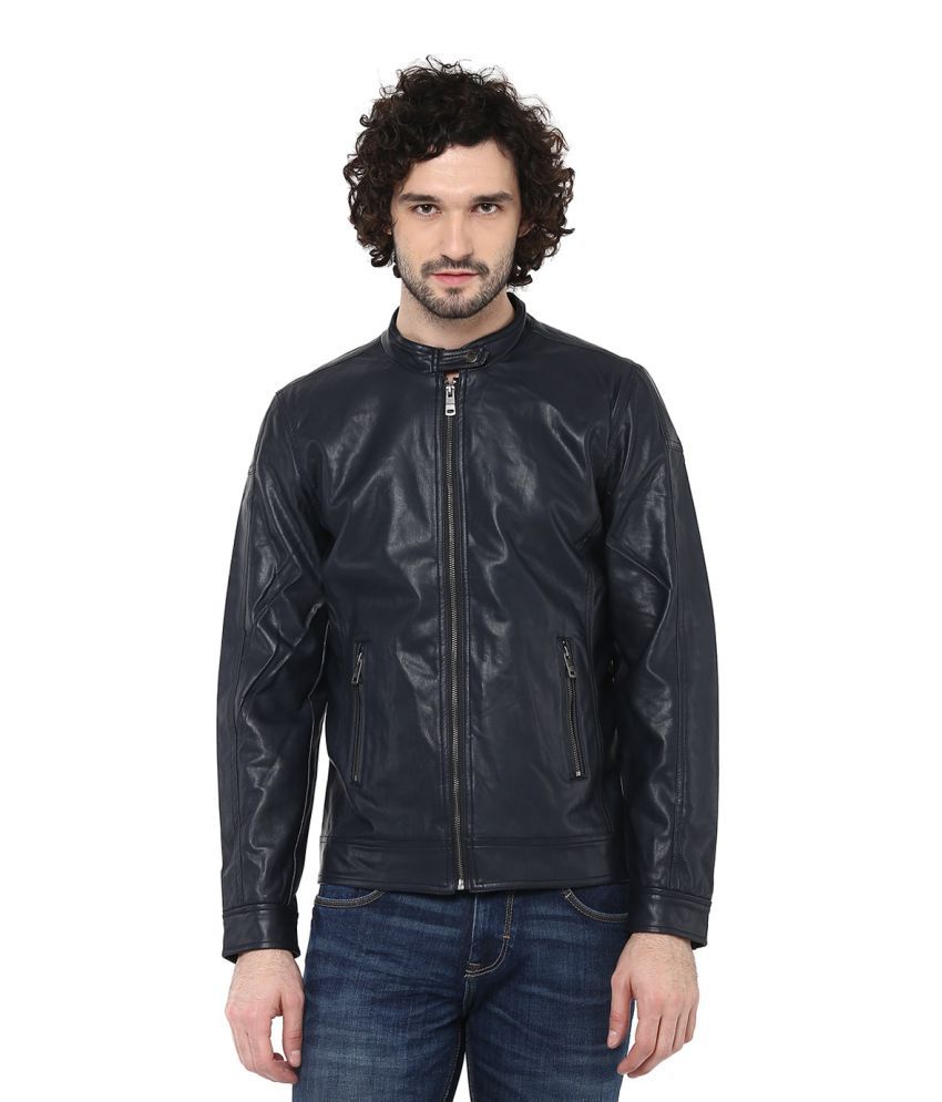 United Colors of Benetton Navy PU Leather Jacket - Buy United Colors of ...