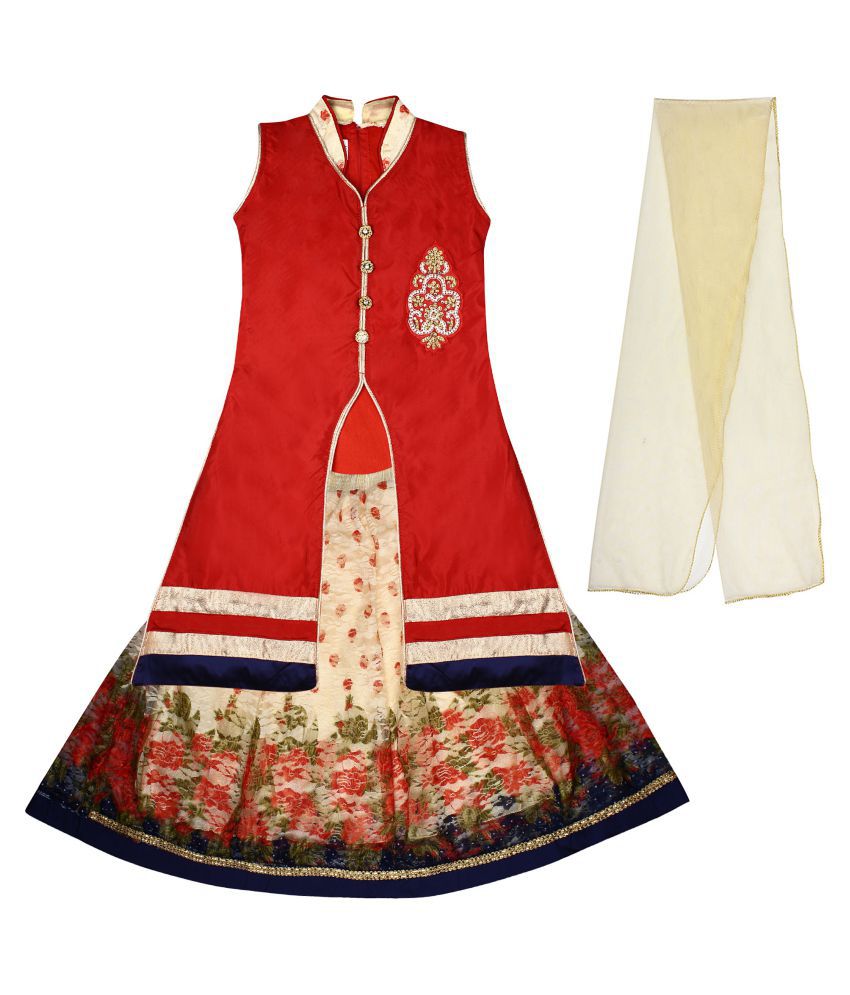     			Arshia Fashions Silk Designer Embroidered Lehenga Choli Set for Girls