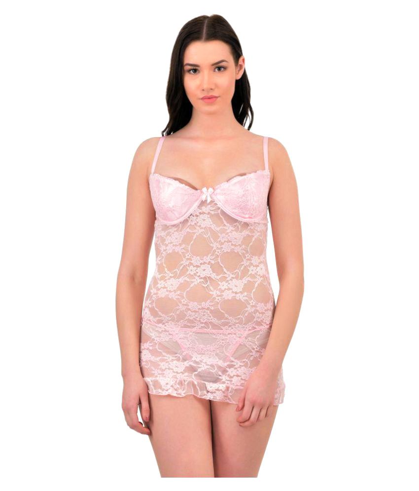     			N-Gal Polyester Baby Doll Dresses With Panty