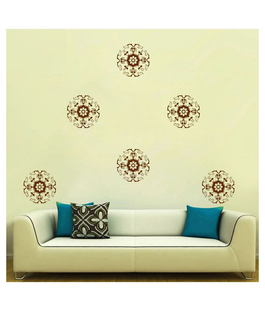     			Decor Villa Round flower motif Vinyl Brown Wall Stickers