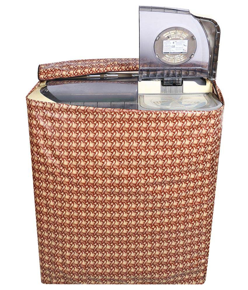     			E-Retailer Single PVC Brown Wooden Texture Semi-Automatic 5KG To 8KG Washing Machine Covers