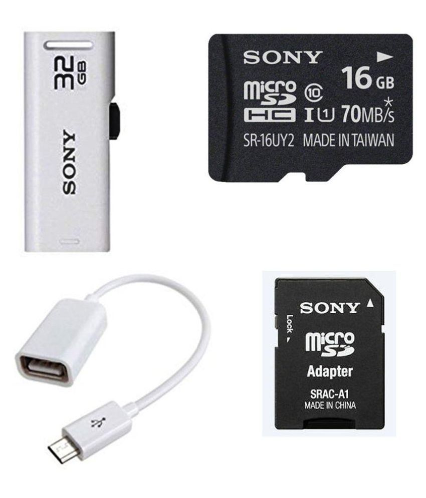     			Sony 16 GB Class 10 Memory Card with Pendrive, SD Adapter and OTG Cable