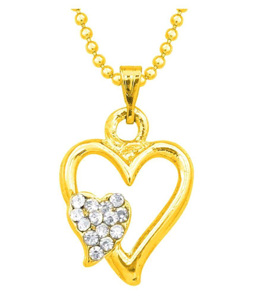     			Ruchi Creation Yellow Gold Plated Double Heart Shape Pendant