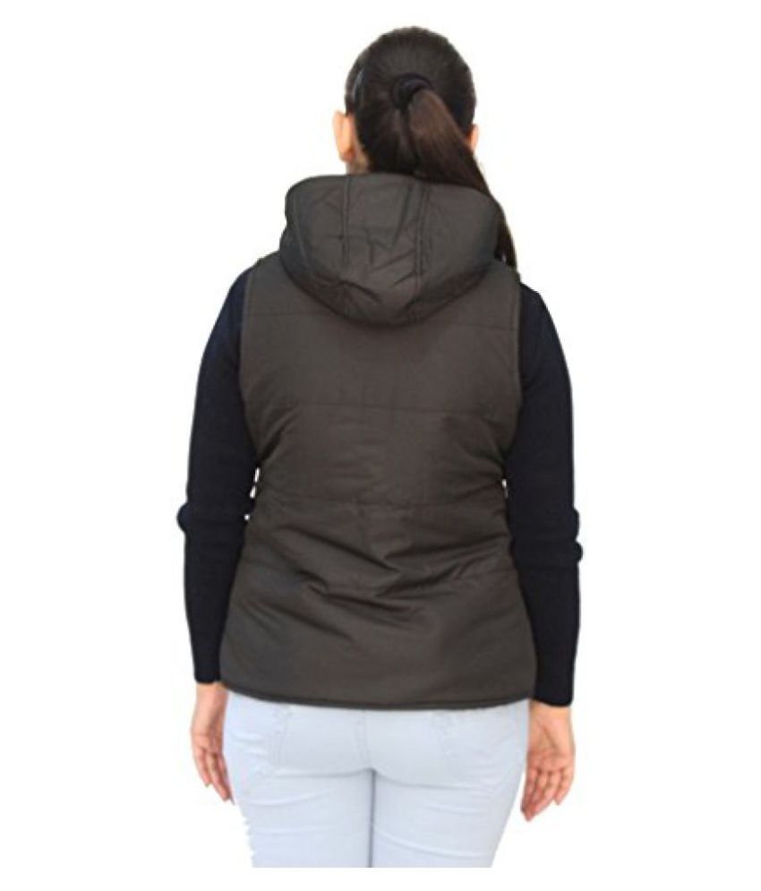 Romano Classy Black Hooded Reversible Sleeveless Warm Winter Jacket for Women 