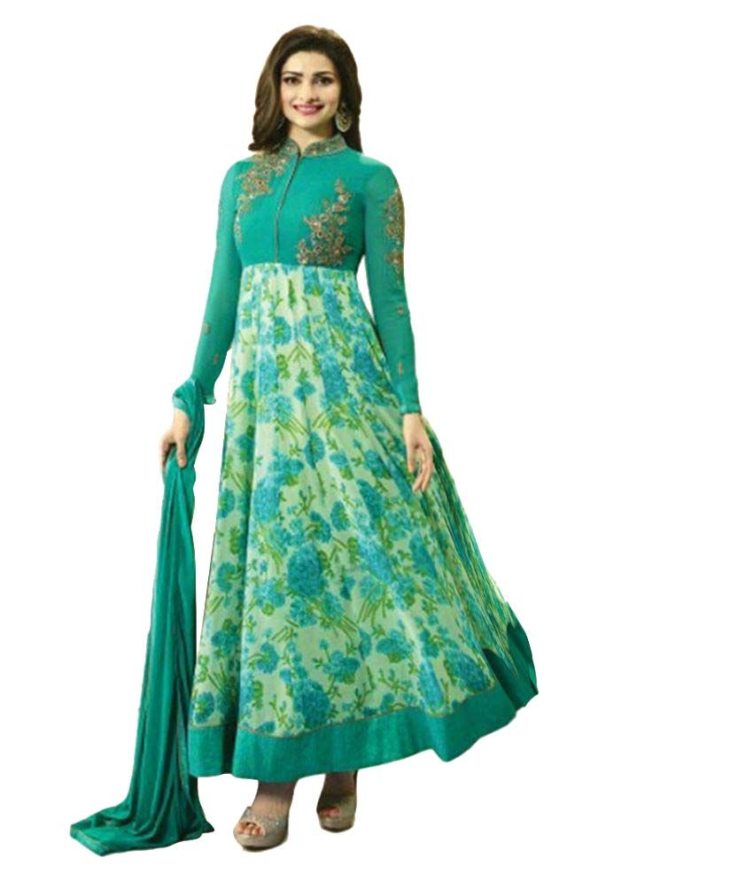 Vbuyz Green Georgette Anarkali Semi-Stitched Suit - Buy Vbuyz Green ...