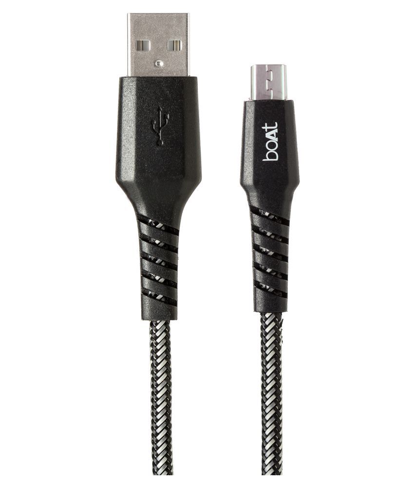 Boat Micro USB RUGGED V2 Black Cable for Mi, Vivo, Oppo