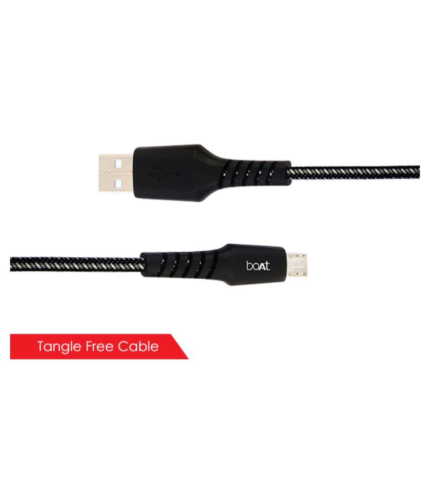 Boat Micro USB RUGGED V2 Black Cable for Mi, Vivo, Oppo, Samsung mobile