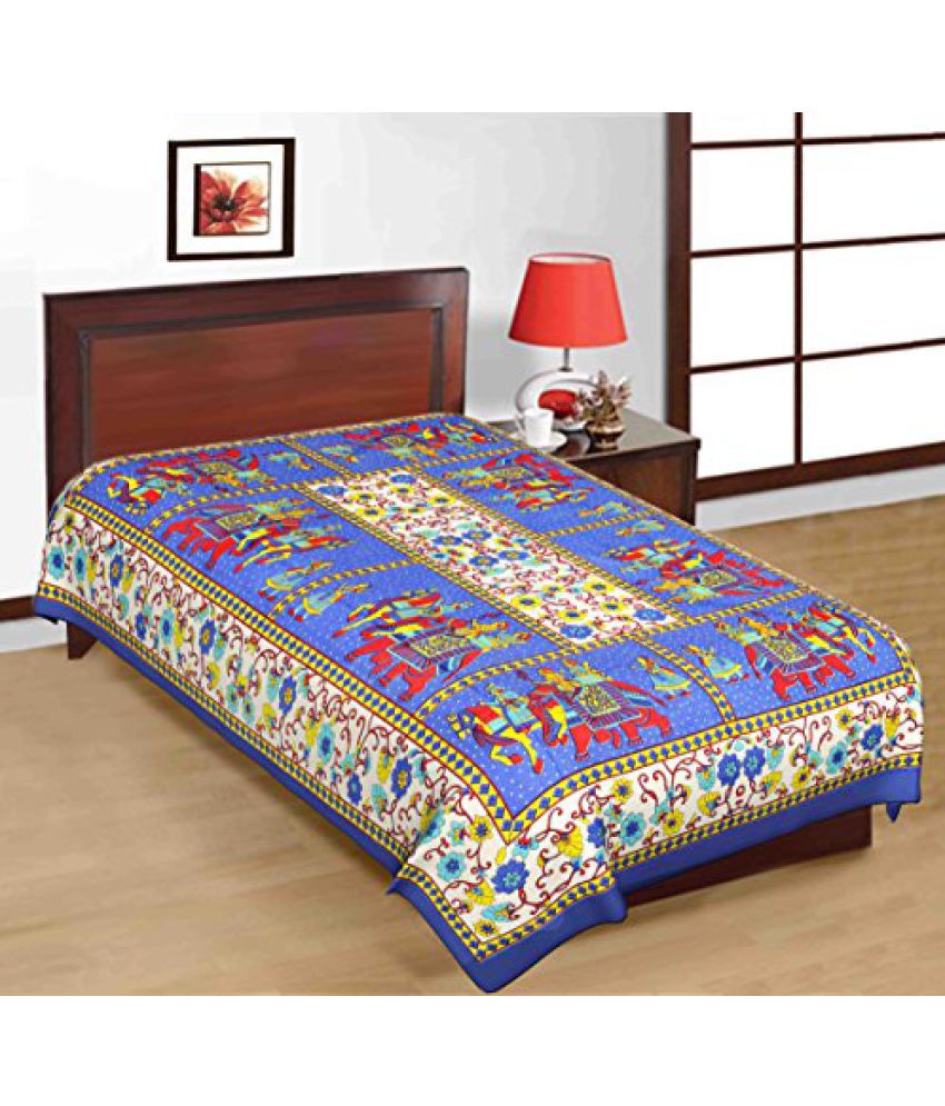     			UniqChoice 100% Pure Cotton Jaipuri Traditional Printed Single Bed Sheet