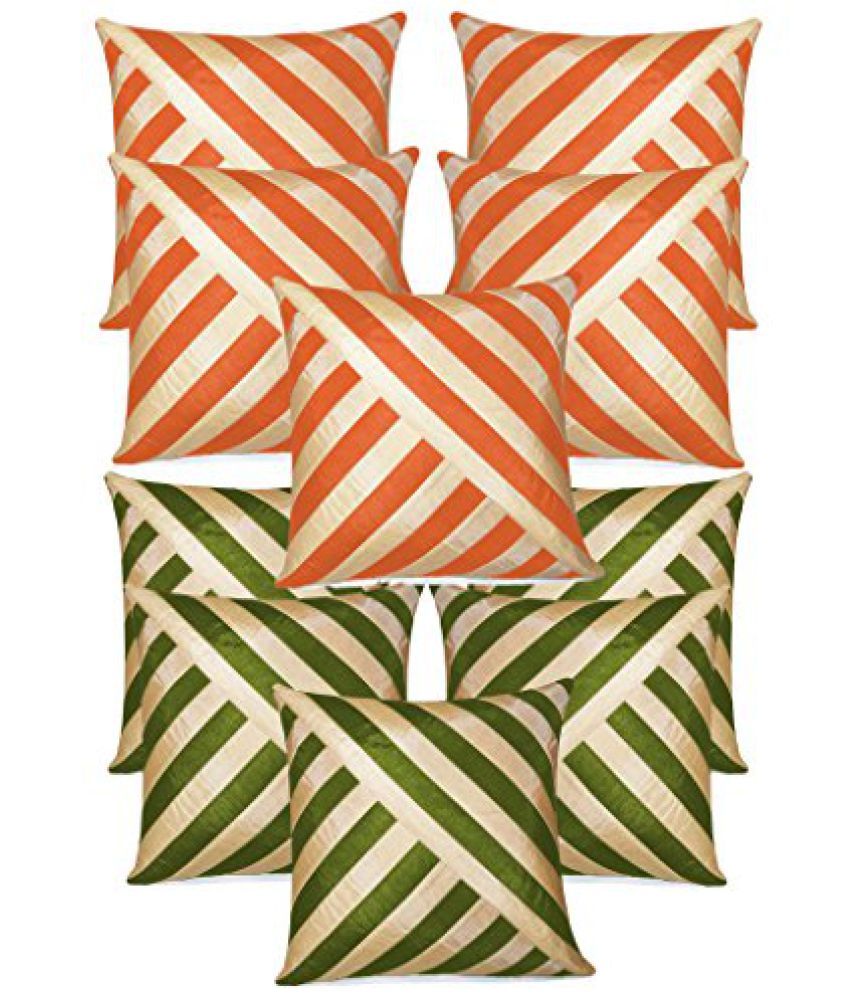 Oblique Design Cushion Covers Combo Beige,Green/Beige,Orange 40 x 40 cms(10 pcs set) Buy Online