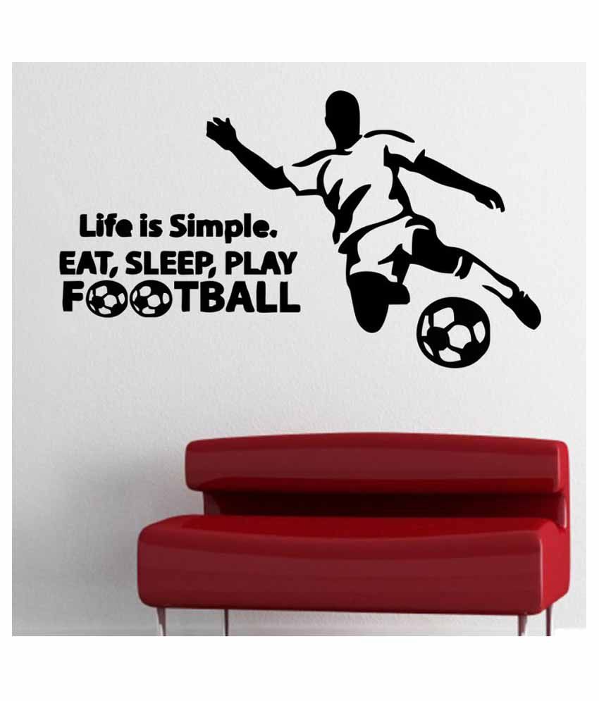     			Decor Villa Eat Sleep Play Football Wall Vinyl Black Wall Stickers