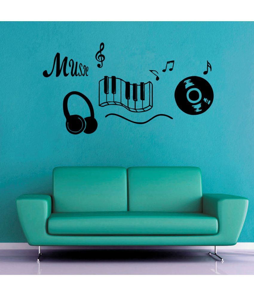     			Decor Villa Love Music Vinyl Black Wall Stickers