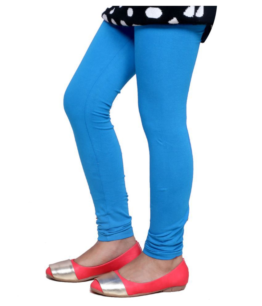 Pack Of 8 IndiWeaves Girl Cotton Legging Comfortable Stylish Chudidar Full Length Girl Leggings-Turquoise