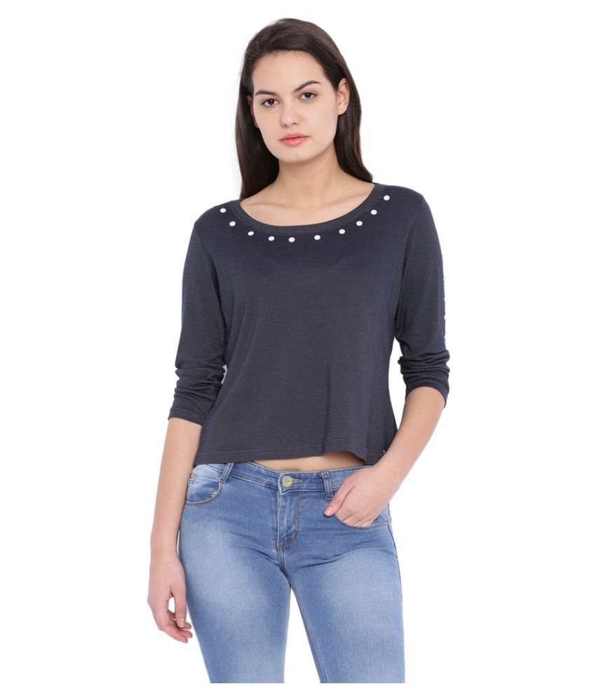     			Campus Sutra - Blue Cotton Women's Crop Top ( Pack of 1 )
