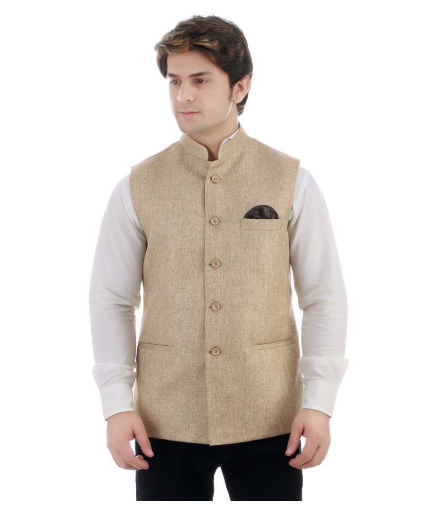 SRB Cream Linen Nehru Jacket - Buy SRB Cream Linen Nehru Jacket Online ...