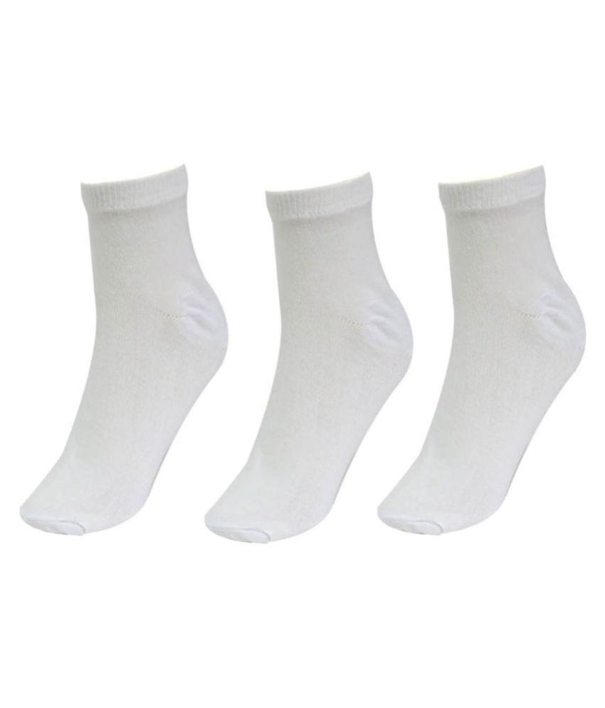     			Tahiro White Cotton School Socks For Kids - 3 Pairs