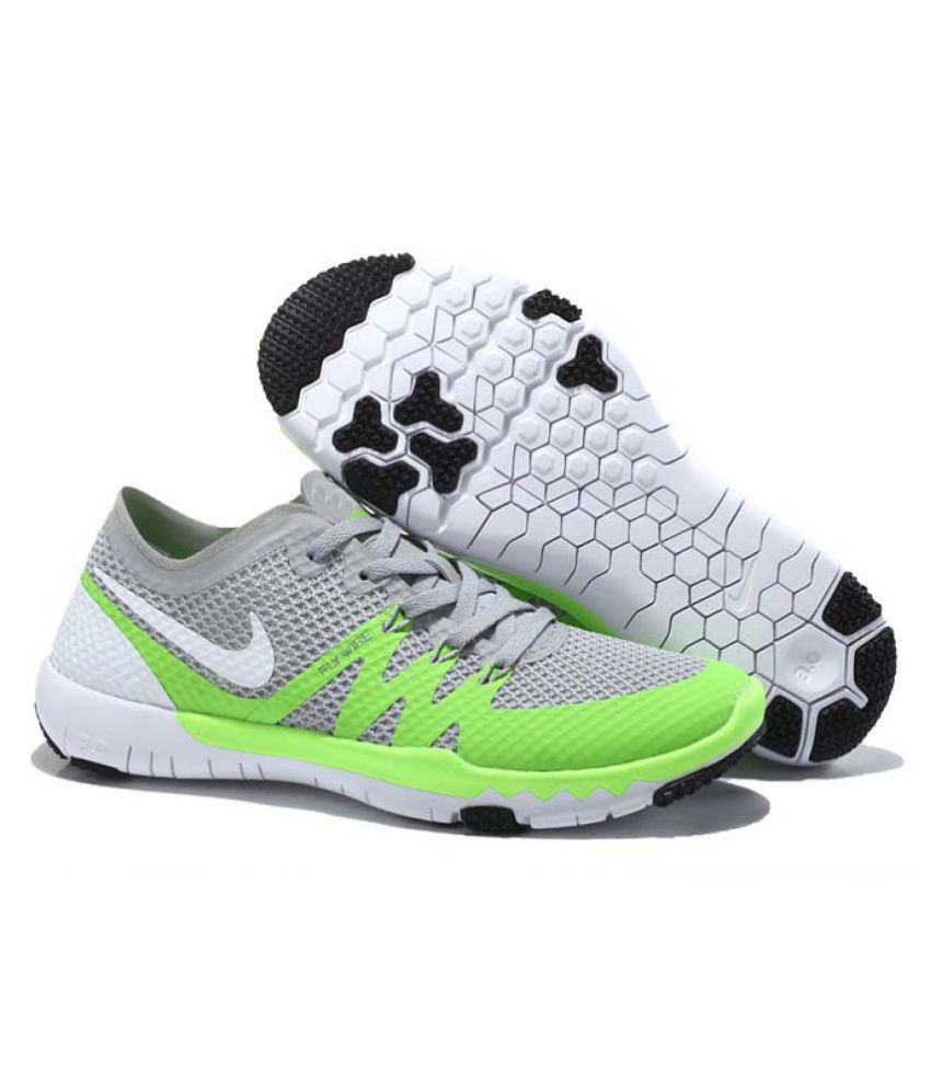 Nike Flywire Grey Green Running Shoes 