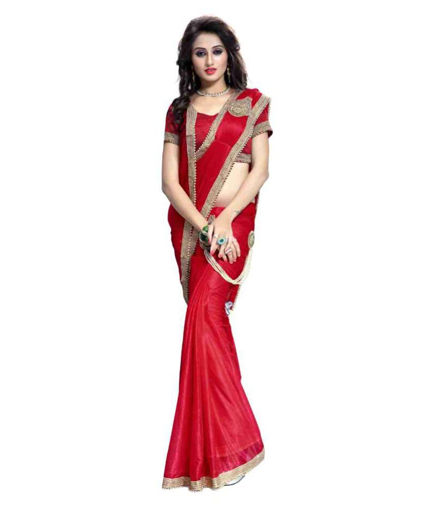     			Bhuwal Fashion Red and Beige Crepe Saree