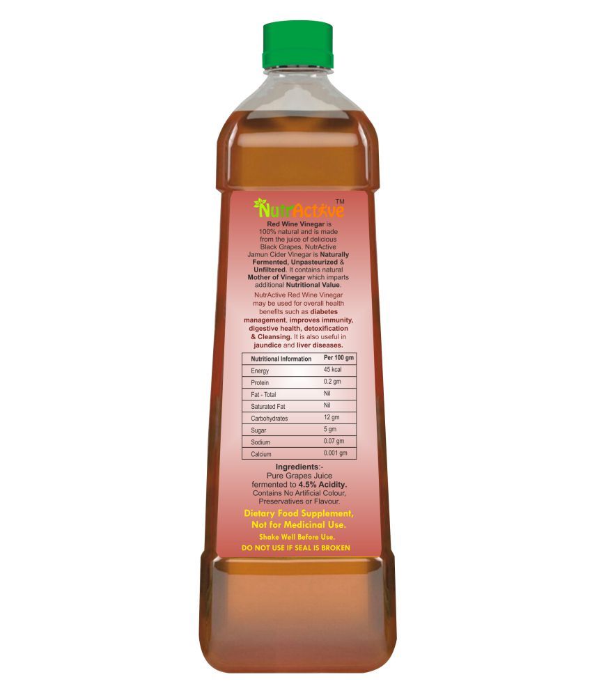 NutrActive Red Wine Vinegar Balsamic Vinegar Black Grapes Vinegar, 1000 ml Pack of 2 Buy