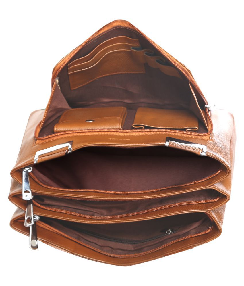Abeeza Tan Pure Leather Handbags Accessories - Buy Abeeza Tan Pure ...
