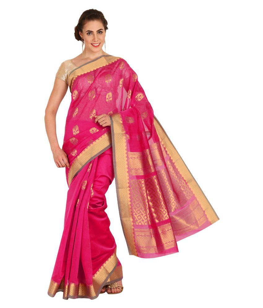 Pratami Pink kora silk Saree - Buy Pratami Pink kora silk Saree Online ...