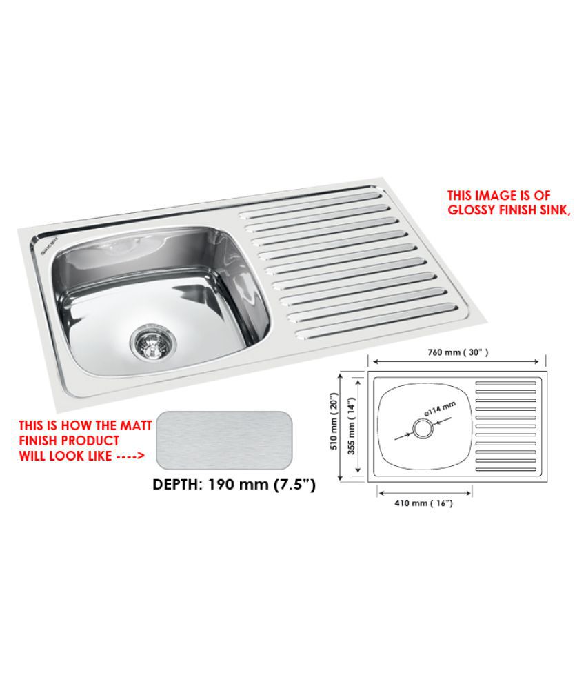 Buy SINCORE Stainless Steel Single Bowl Sink With Drainboard ...