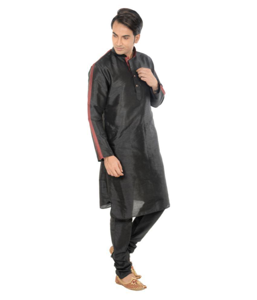     			Deyann Black Silk Blend Kurta Pyjama Set