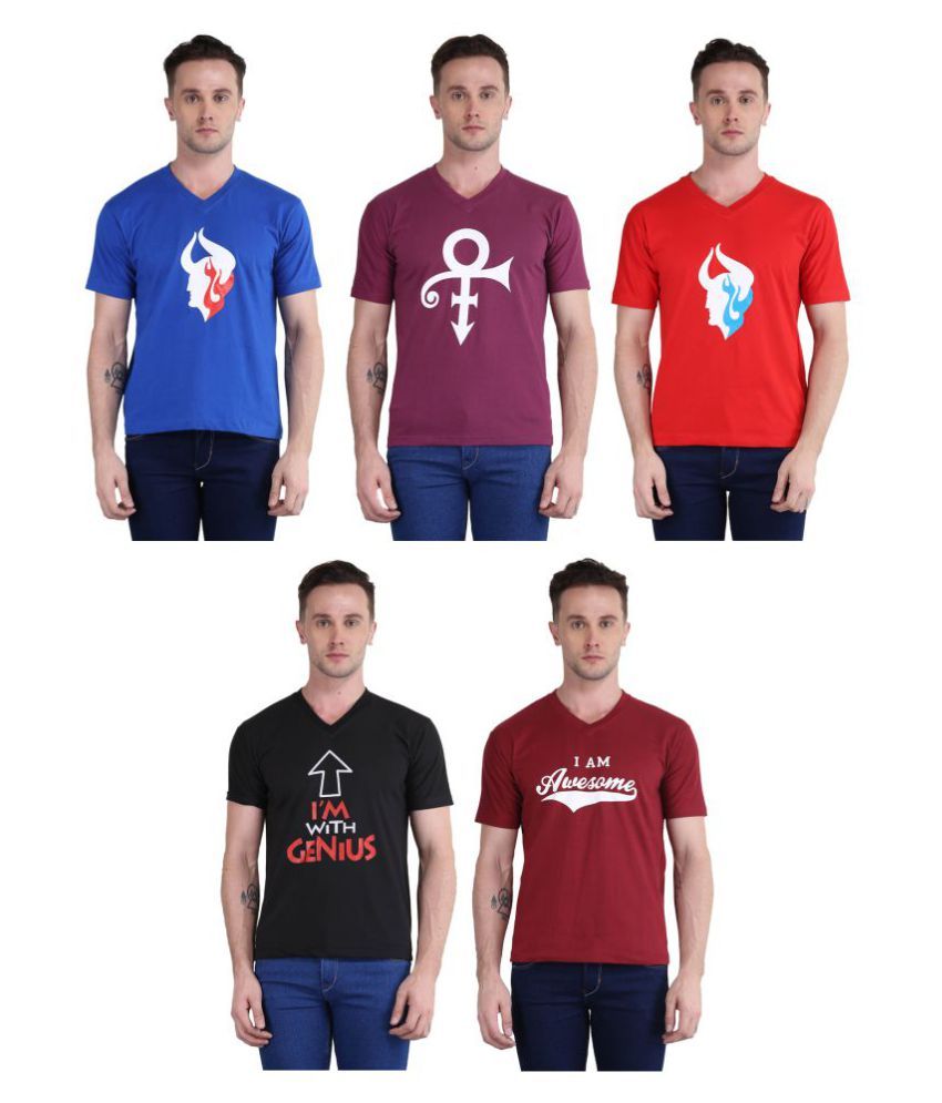     			British Terminal Pack of 5 100 Percent Cotton Slim Fit Men's T-Shirt ( Multi )