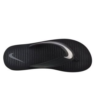 nike black silver flip flops