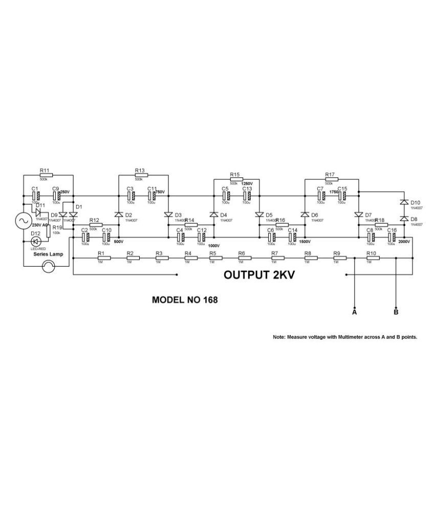 EdgefxHigh Voltage DC up to 2KV From AC by Using Diode and Capacitors in Voltage Multiplier
