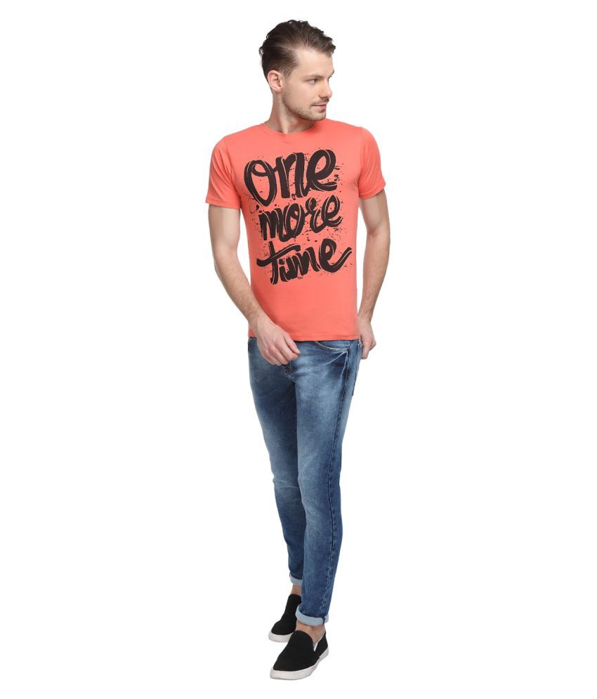 SharkTribe Peach Round T-Shirt - Buy SharkTribe Peach Round T-Shirt Online at Low Price 