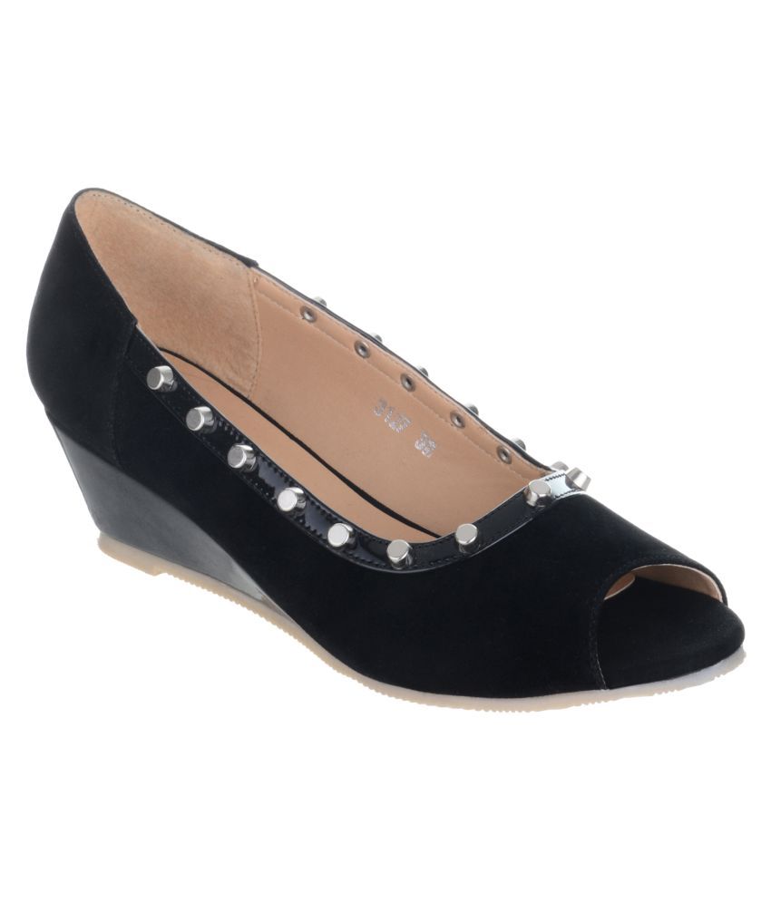 black wedge heel dress shoes
