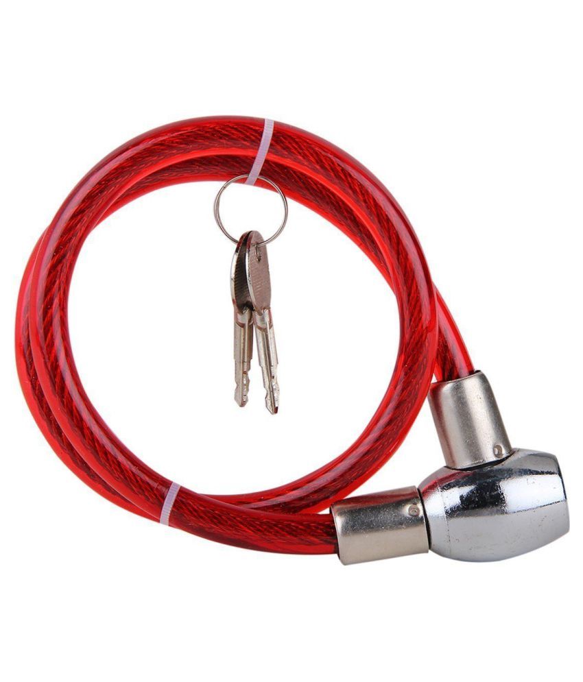 Red Bravo'S Multicolour Cable Type Helmet Lock - Key Lock: Buy Red