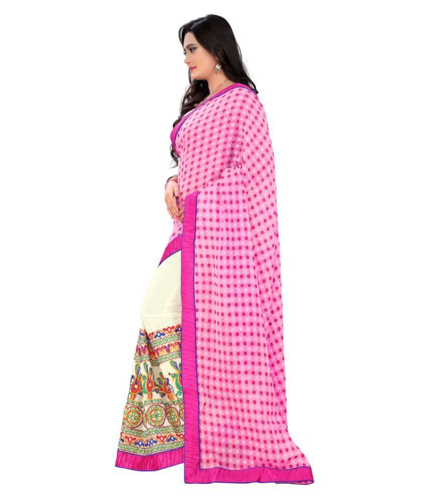 Arriva Fab Pink Georgette Saree - Buy Arriva Fab Pink Georgette Saree ...