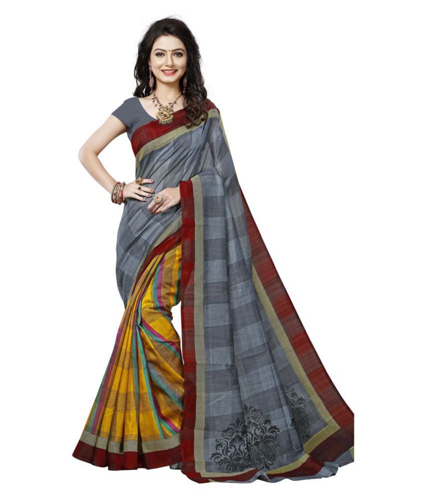 Indian Robe Grey Bhagalpuri Cotton Saree Buy Indian Robe Grey
