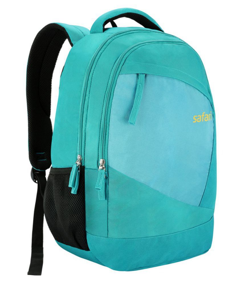 teal and black backpack