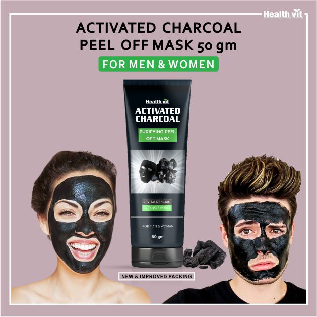 HealthVit Activated Charcoal Purifying Peel off Mask 50gm Face Peel Cream 50 gm