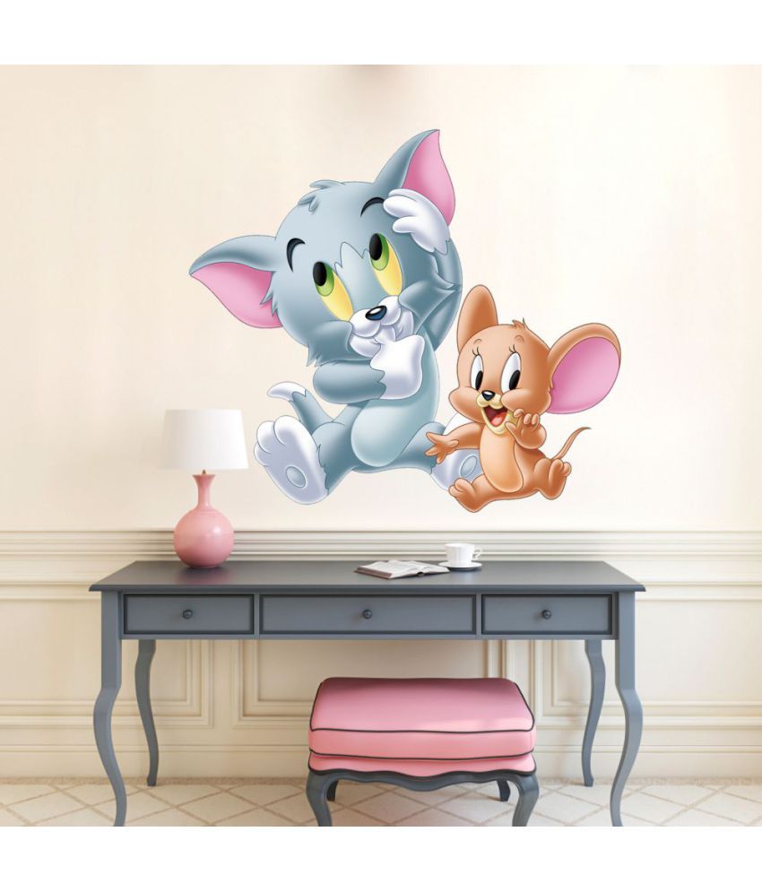 Impression Wall Tom and Jerry small babies PVC Multicolour Wall Sticker ...