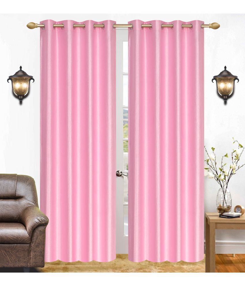     			Stella Creations Set of 2 Door Eyelet Curtains Plain Light Pink