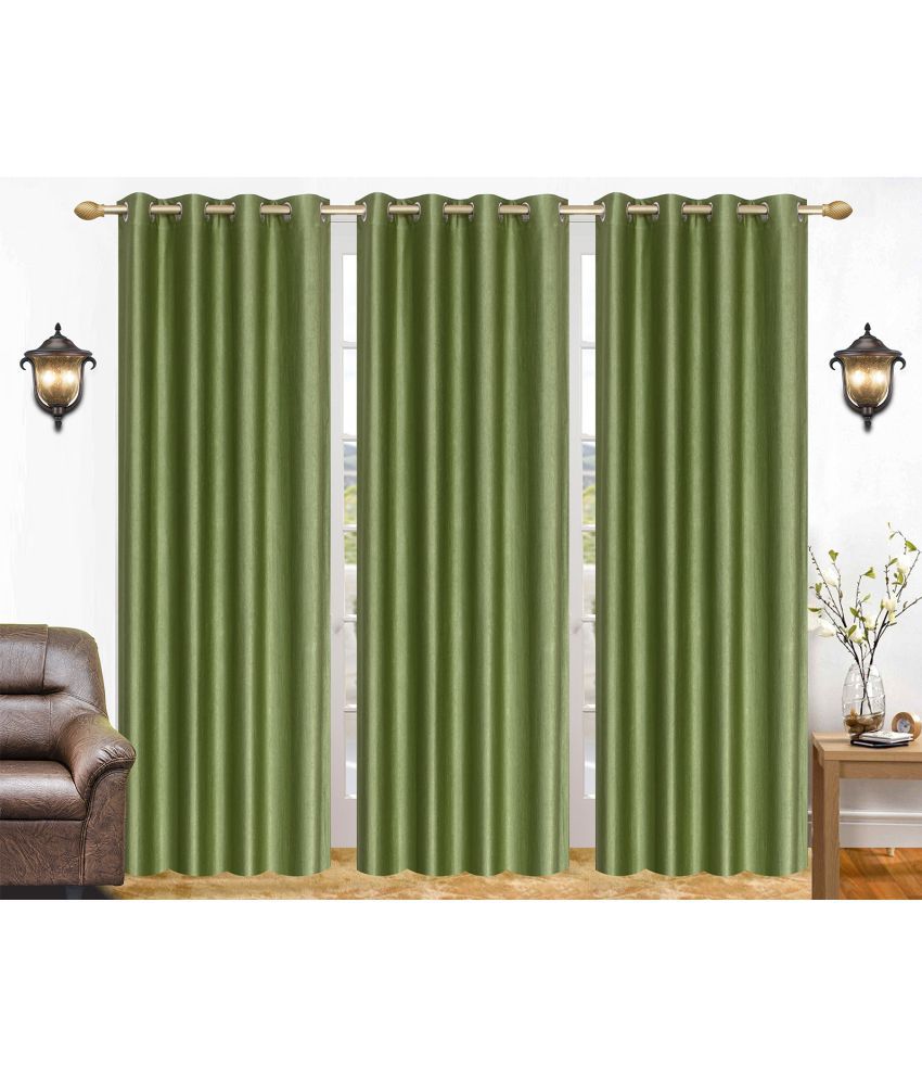     			Stella Creations Set of 3 Door Eyelet Curtains Plain Light Green