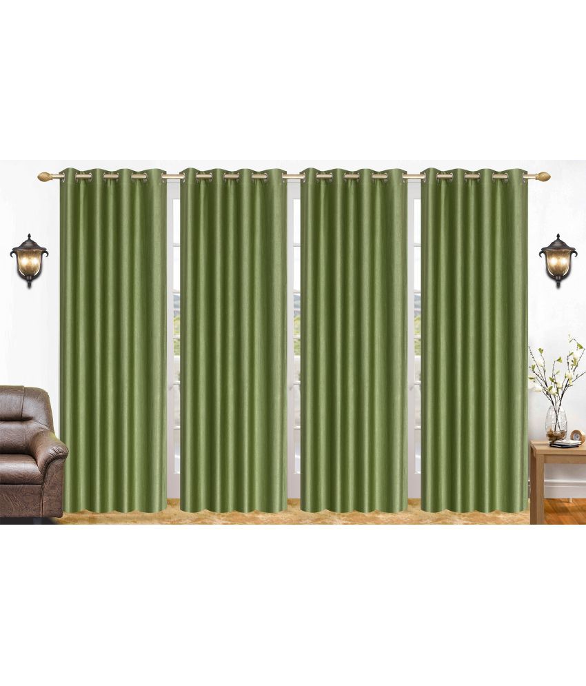     			Stella Creations Set of 4 Door Eyelet Curtains Plain Light Green