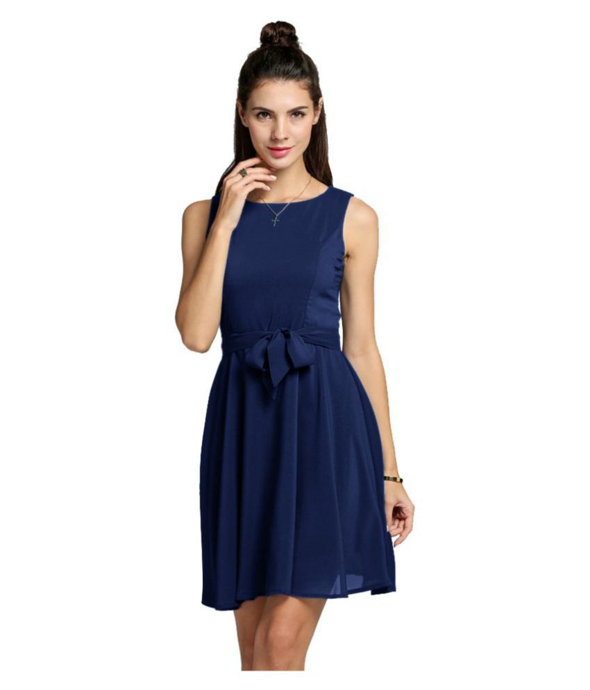 PopMantra Georgette Fit And Flare Dress - Buy PopMantra Georgette Fit ...