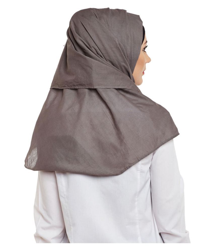 Momin Libas Brown Cotton Semi Stitched Hijabs Price in India Buy