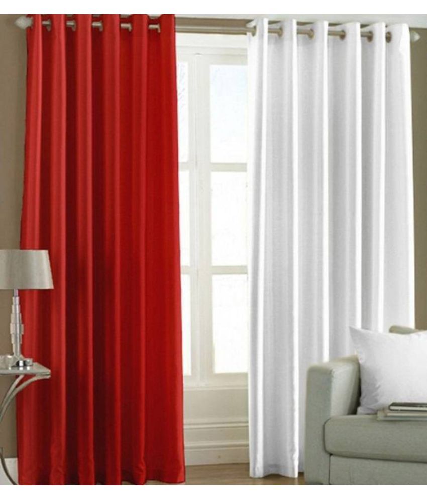     			IDOLESHOP Set of 2 Door Eyelet Curtains Plain Multi Color