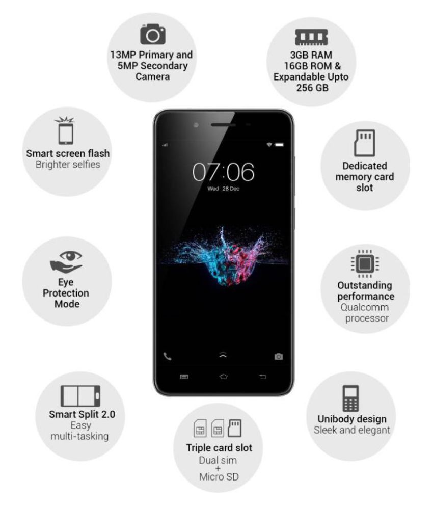 Vivo Y55S ( 16GB , 3 GB ) Black Mobile Phones Online at