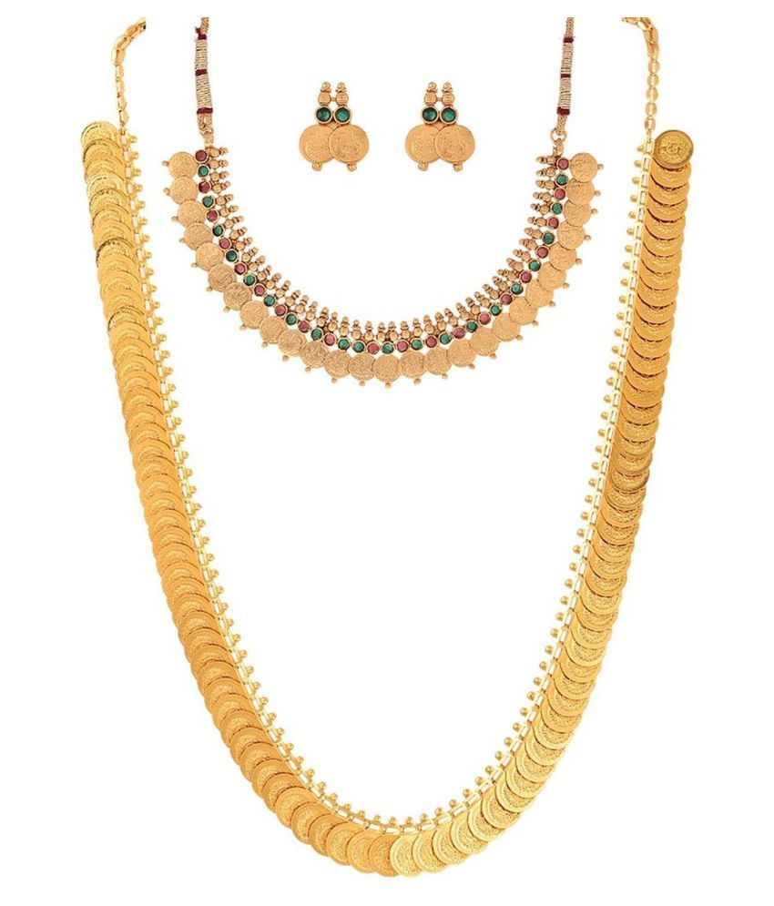 Jewels Gold Alloy Party Wear & Wedding Fashionable Unique Temple Coin