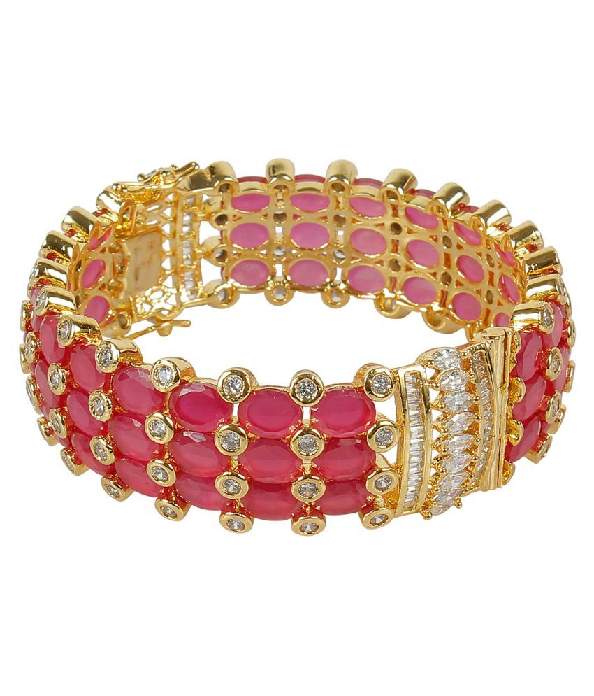 MUCH MORE Traditional Gold Plated Design Made Diamond Look Single Hand Bangle for Women Jewelry