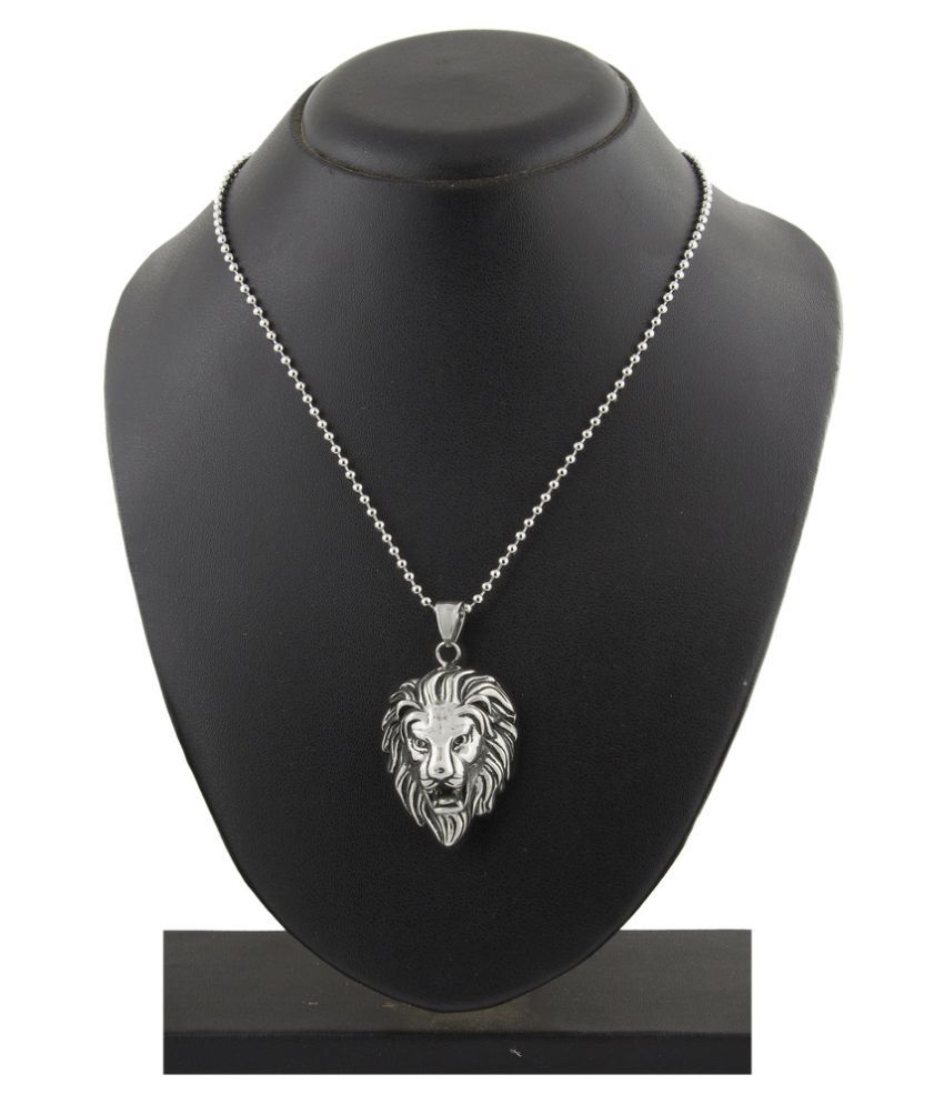     			The Jewelbox Lion Dragon Silver 316L Surgical Stainless Steel Gift Pendant Chain Necklace Men Boys