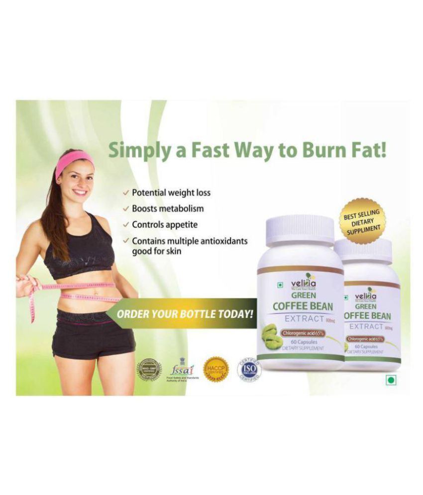 Velicia 100 Natural Green Coffee Capsules For Weight Loss 800 mg Fat