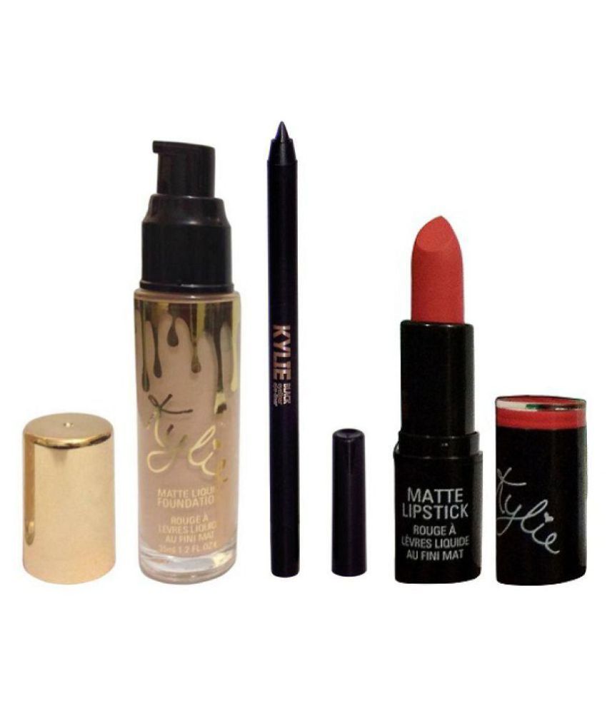 IMPORTEDD Kylie Matte Liquid Foundation & lipstick & kajal Face 40 ml