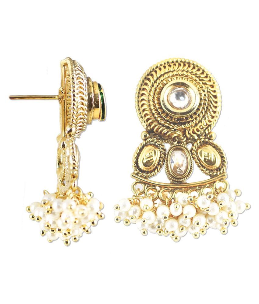 Karatcart 24K Goldplated Red Stone Dangle Earrings Set For Women Buy